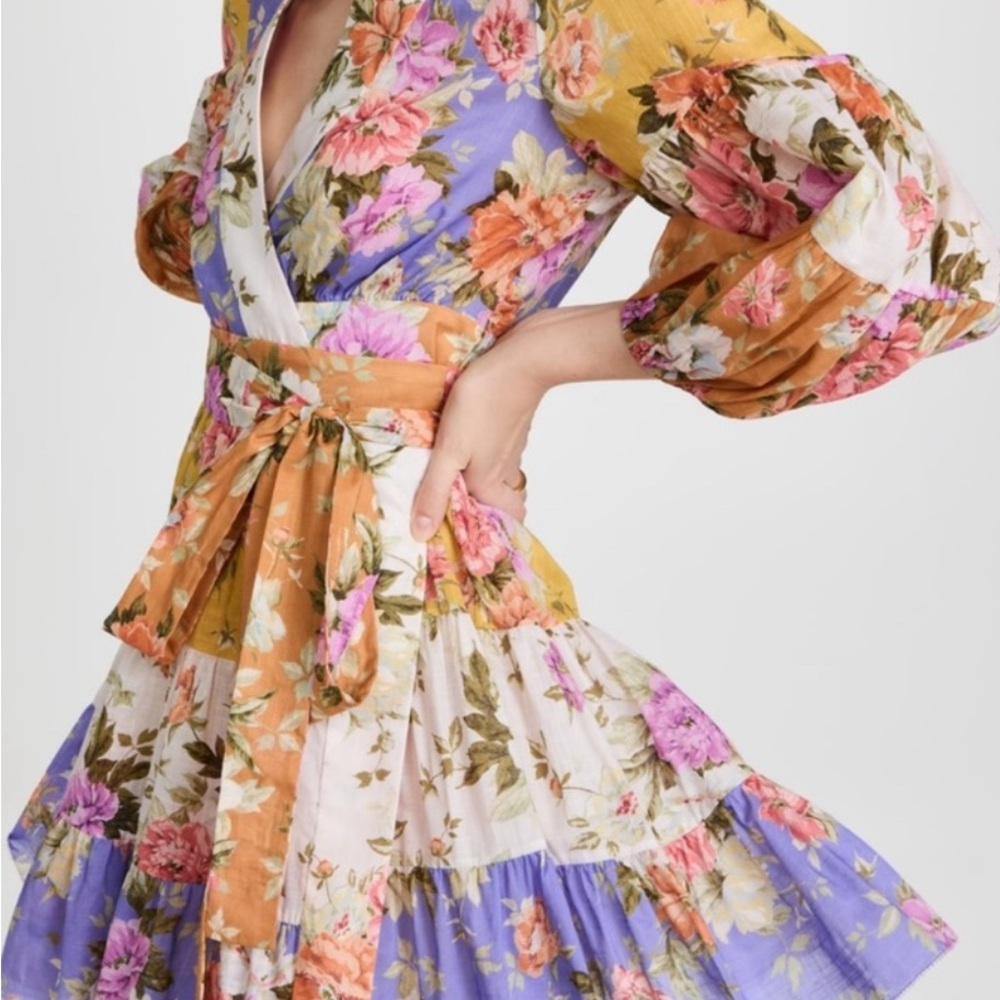 Zimmermann Spliced Floral Wrap Dress - Picture 8 of 9